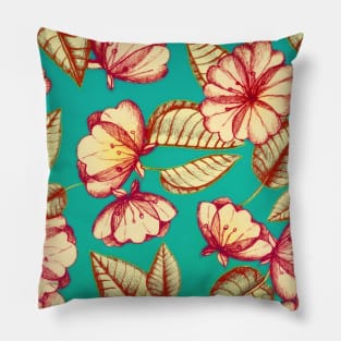 Rust & Teal Floral Pattern Pillow