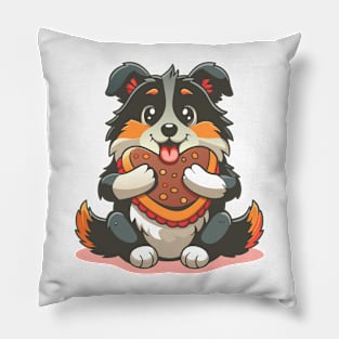 cute dog hugging hotdog Pillow