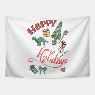 Retro Happy Holidays Tapestry