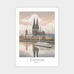 Vintage Retro Germany Majestic Cologne Cathedral and River View Magnet