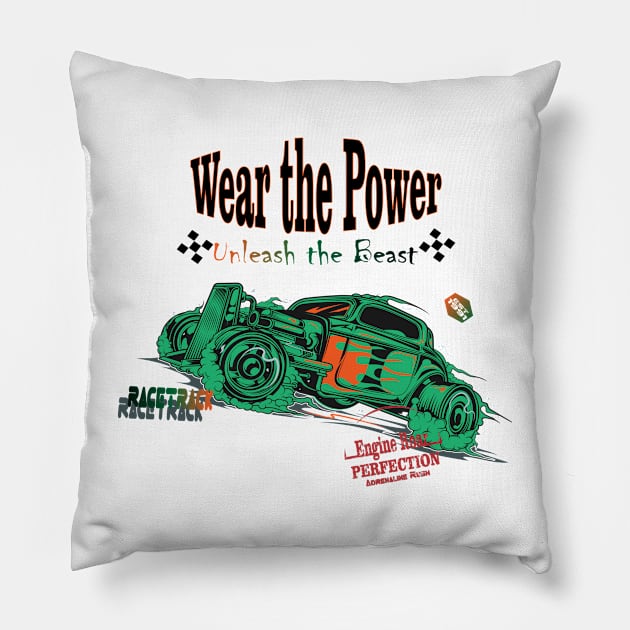 Race Track Wear the Power Unleash Your Car Monster Car Pillow by Mirak-store 