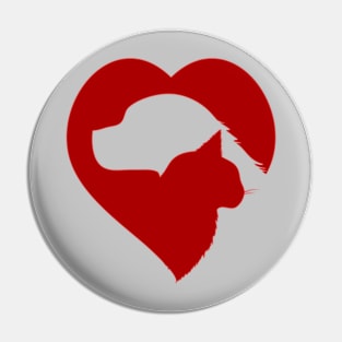 Cat and dog heart - cute I love pets design for animal lovers Pin