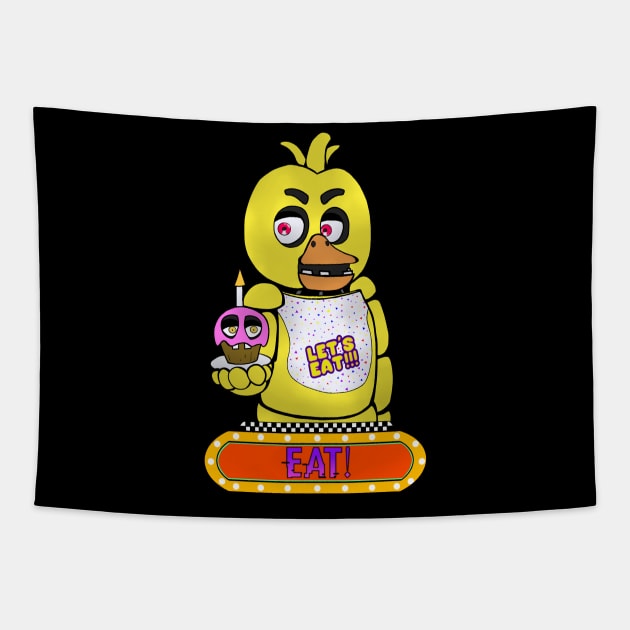 Fnaf Chica Chicken Tapestry by MortuusArts