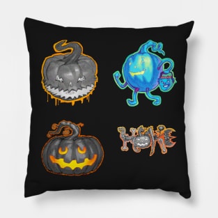 Halloween Ghost Grey & Orange Jack O' Lantern Sticker Pack Pillow