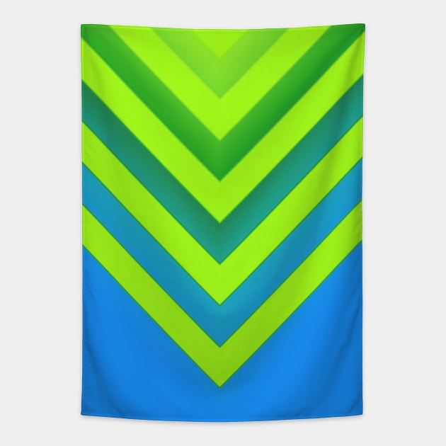 Sky & Lime Chevron Tapestry by BlakCircleGirl