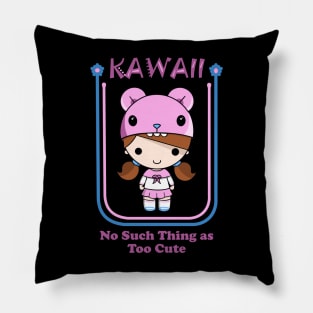 Kawaii Girl in Pink Pillow