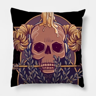 Candle on Skull Pillow