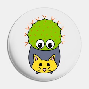 Cute Cactus Design #355: Spiky Cactus In Cute Cat Pot Pin