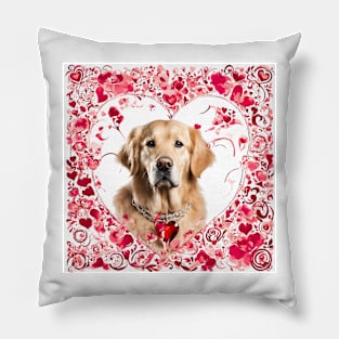 Golden Retriever Be Mine Valentine Pillow