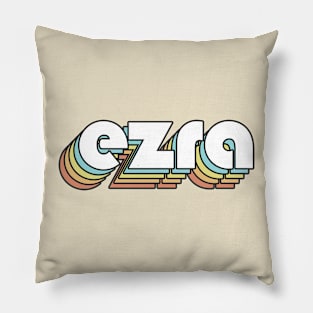 Ezra - Retro Rainbow Typography Faded Style Pillow