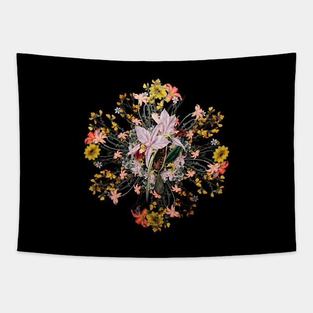 Vintage Two Edged Laelia Floral Wreath Tapestry by Holy Rock Design