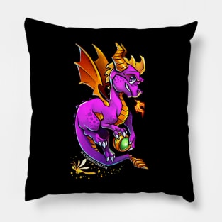 Purple Dragon with Green Orb Pillow