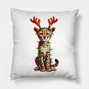 Christmas Red Nose Leopard Pillow