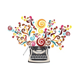 Creativity - typewriter with abstract swirls T-Shirt