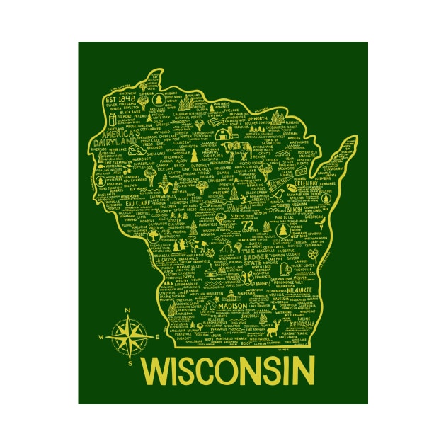 Wisconsin Map by fiberandgloss