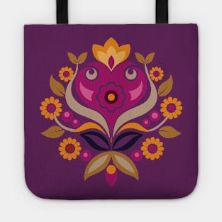 Norwegian Rosemaling Purple Folk Art ornament Tote