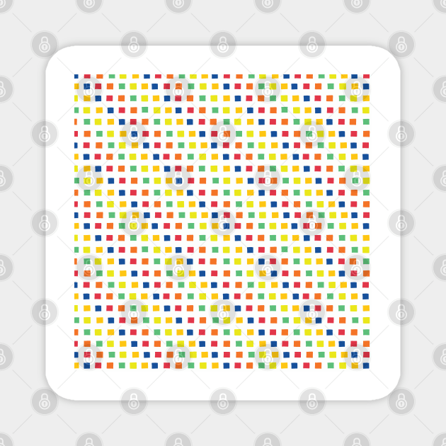 White grid over rainbow squares Magnet by Sandra Hutter Designs