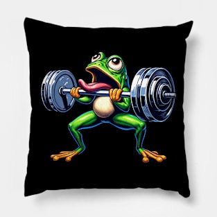 Frog Toad Workout Barbell Training Funny Pillow