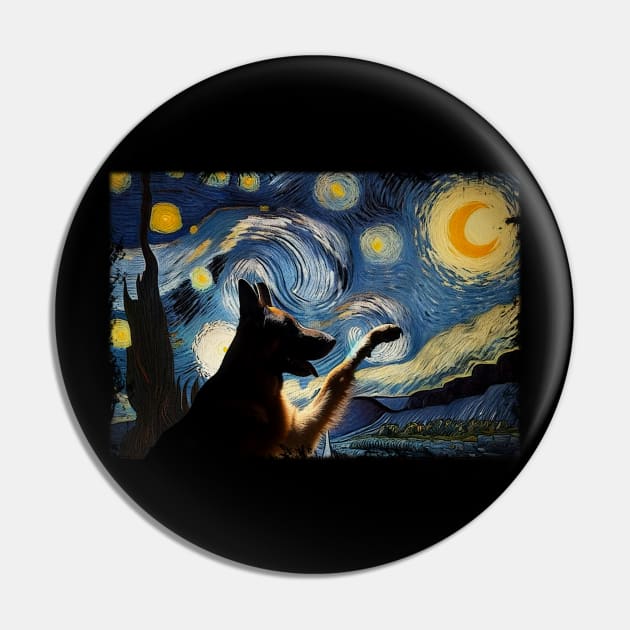 Tail Tales German Shepherd Dog Starry Night, Tee Talk Triumph Extravaganza Pin by Kleurplaten kind