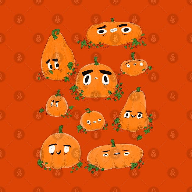 Pumpkin Heads - Halloween Spooky Illustration by DIKittyPants