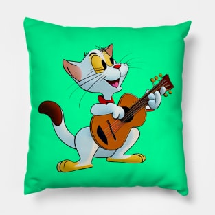 Cat is playing guitar Pillow