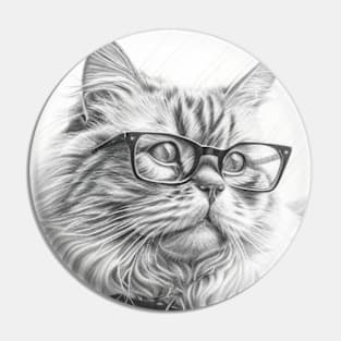 Cat with glasses 10.0- Pencil Art Pin