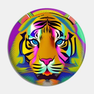 90s Bright Colorful Tiger Head Pin