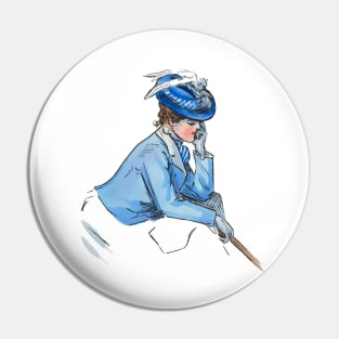 Art Nouveau Lady Blue Pin