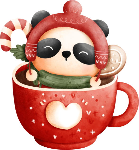 Cute Christmas Panda Bear in a Red Heart Teacup Kids T-Shirt by The Little Store Of Magic