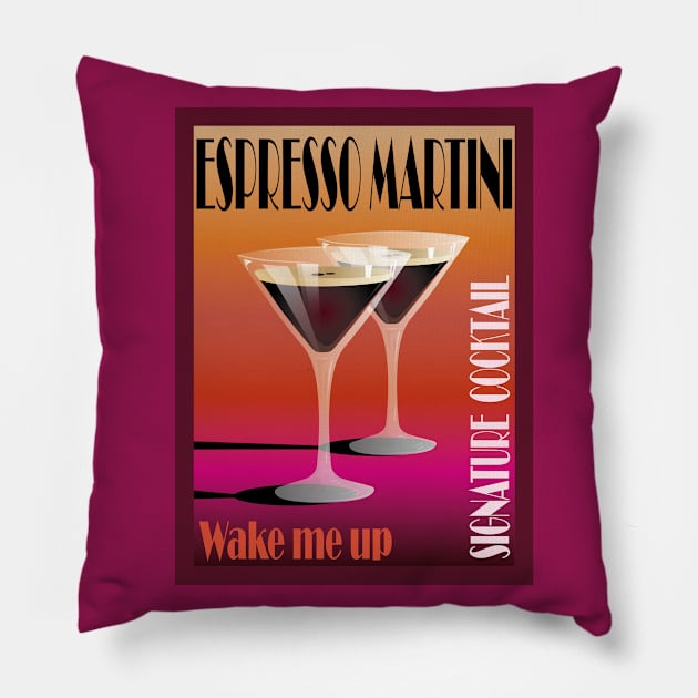 Espresso Martini Cocktail Art Pillow by Space Sense Design Studio