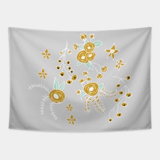 Winter Floral Gold Tapestry