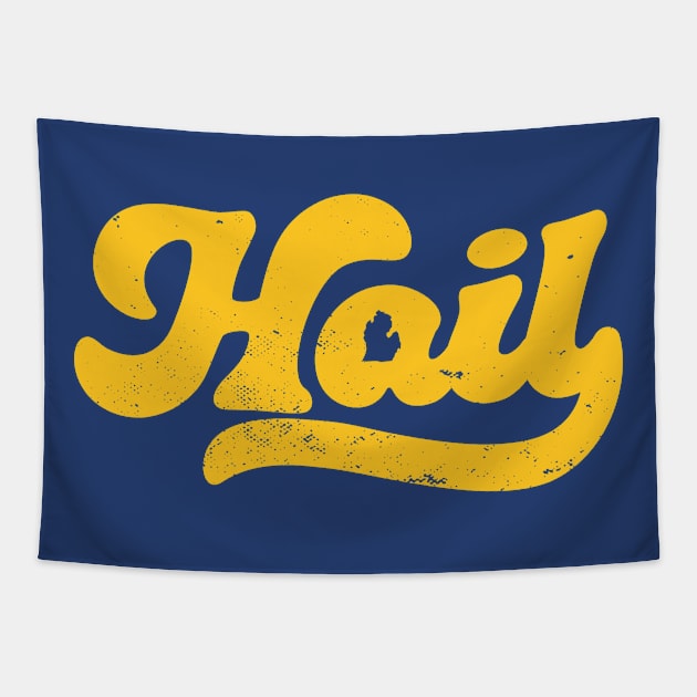 Retro Script Hail // Vintage Football Gameday in Michigan Tapestry by SLAG_Creative