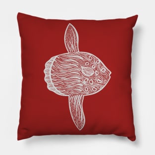 Common Mola or Ocean Sunfish - hand drawn marine animal design Pillow