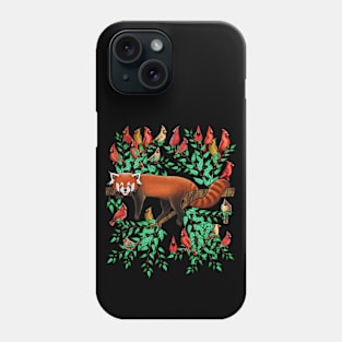 Red panda red cardinal bird Phone Case