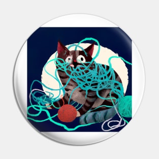 Cat Design- Entangled messy cat Pin