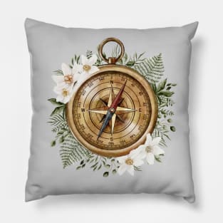 Watercolor Floral Compass Pillow