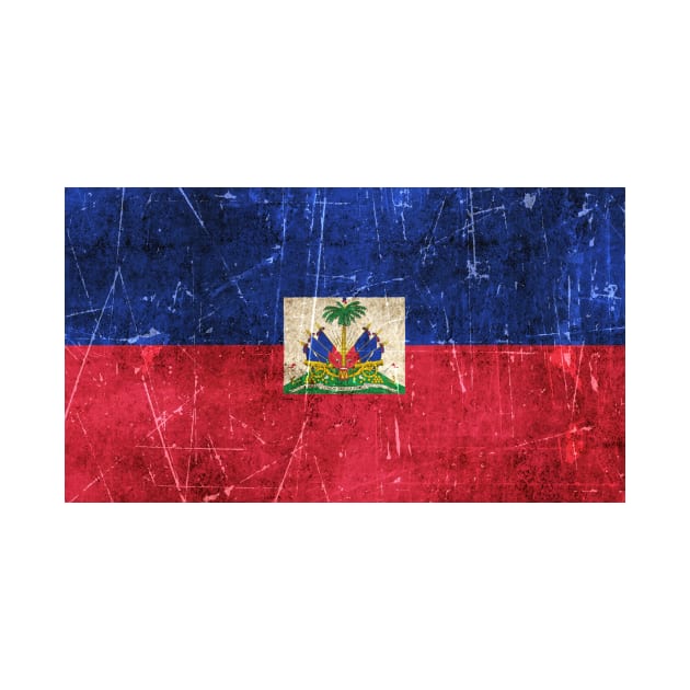 Vintage Aged and Scratched Haitian Flag by jeffbartels