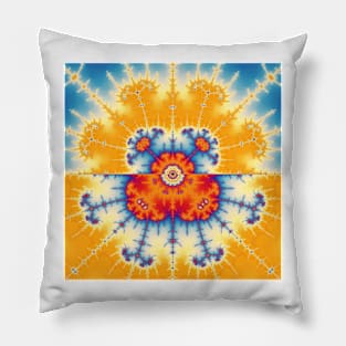 Yellow and Blue Mandelbrot Fractal Pillow