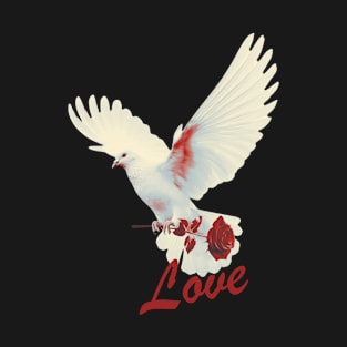 White dove clutching a rose T-Shirt