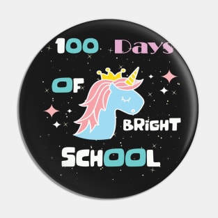 100 Days of Bright School Unicorn Shirt for Teacher or Child Pin