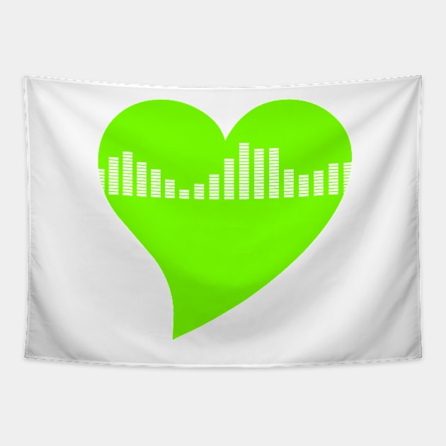 Green Graphic Equalizer Heart Tapestry by jdm1981