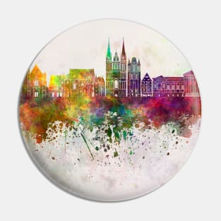 Angers skyline in watercolor background Pin