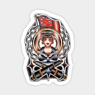 Sailor Girl with Cannons Tattoo Design Magnet