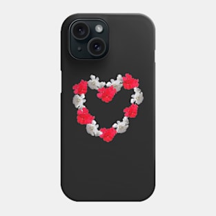 Floral love heart red and white, no text Phone Case