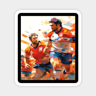 Rugby Scrum Abstract, Sports Graphic Design Magnet