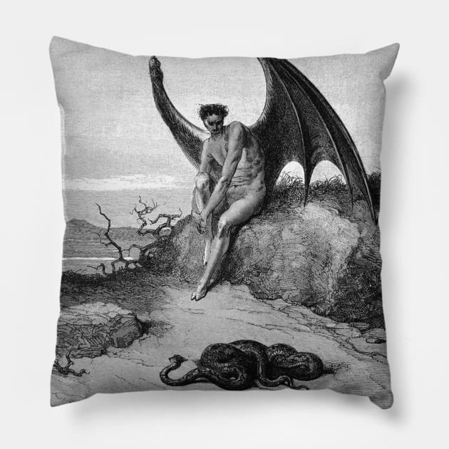 Lucifer the Fallen Angel | Paradise Lost | Satanic Art Pillow by WearSatan