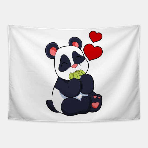 Panda at Eating of Leaves Tapestry by Markus Schnabel