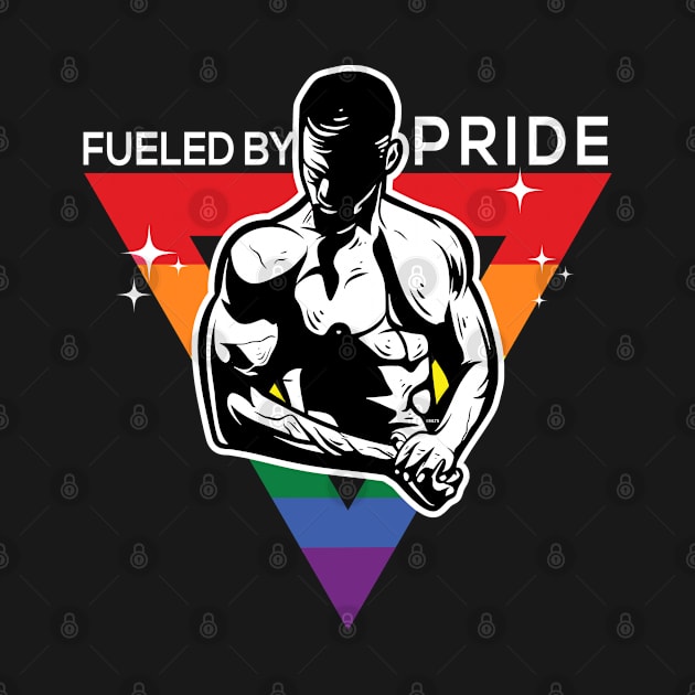 Fueled by Pride Gay Pride Guy in Rainbow Triangle Gift by creative