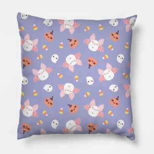 Halloween Bat Pattern in Pastel Purple Pillow