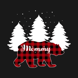 Buffalo Red Plaid Mommy Bear Matching Family Christmas T-Shirt